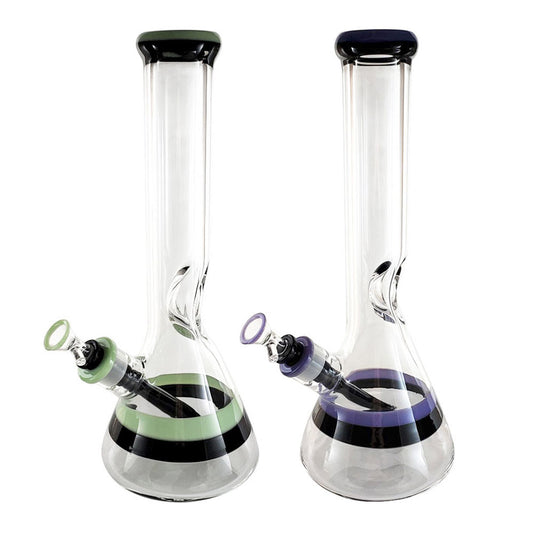 14" 7MM BEAKER WITH THICK JOINT, ICE CATCHER & COLOR ACCENTS, ASSORTED COLORS