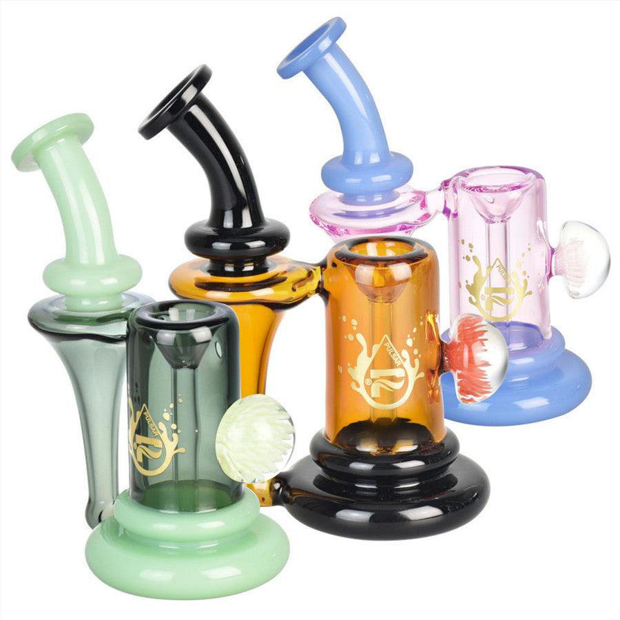 PULSAR 5.75" TWO-TONE FLOWER POWER RECYCLER BUBBLER W/ FLOWER MARBLE - ASSORTED COLORS